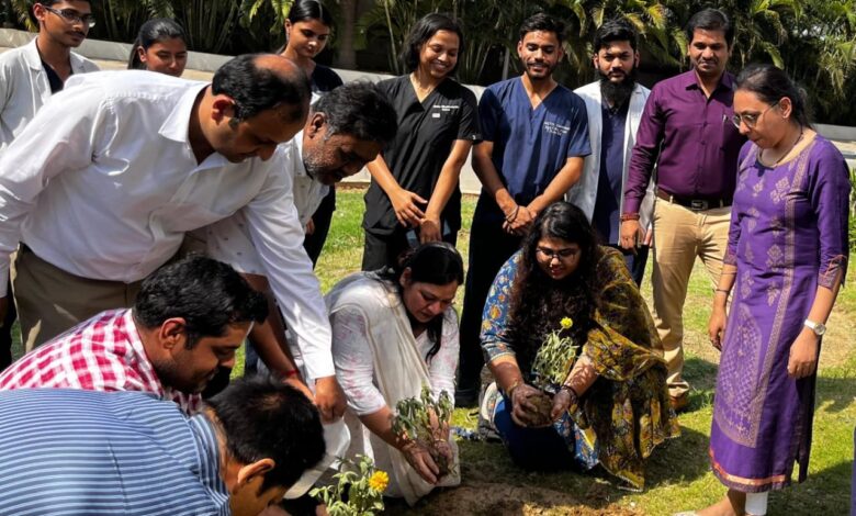 रोपित किए गए फूलों के पौधे